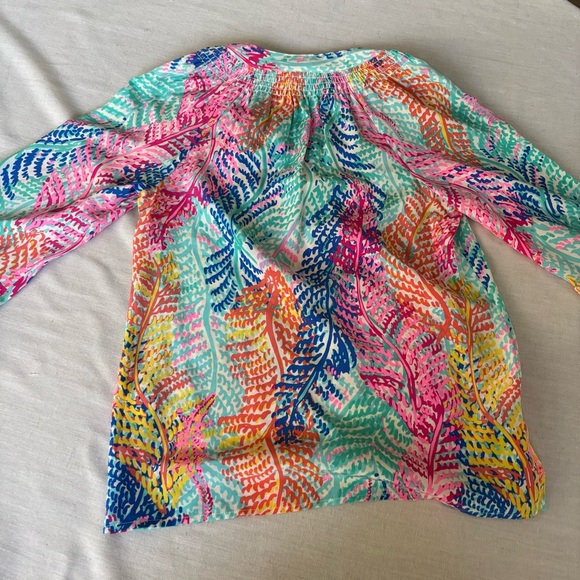 Lilly Pulitzer Elsa Silk Popover Electric Feel Print Blouse XS | Resort Chic - Picture 4 of 7